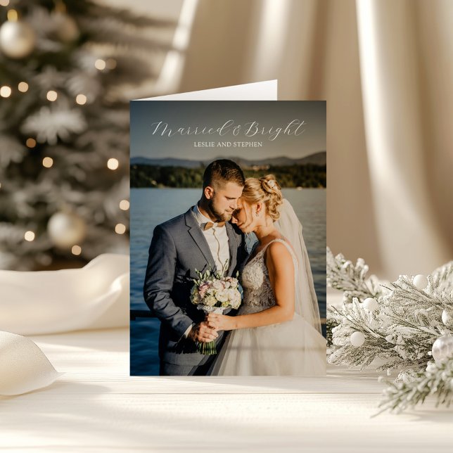 Timeless Photo Elegant Newlywed Christmas Holiday Card (Creator Uploaded)