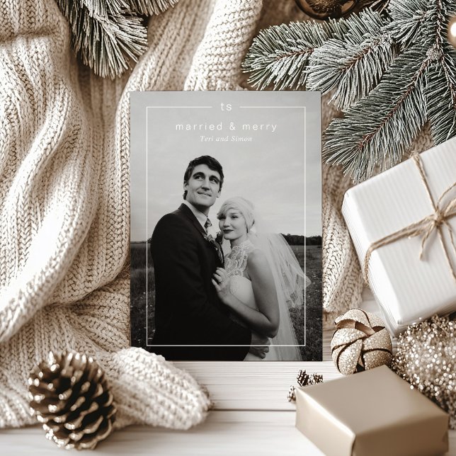 Timeless Photo Modern Newlywed Christmas Holiday Card (Creator Uploaded)