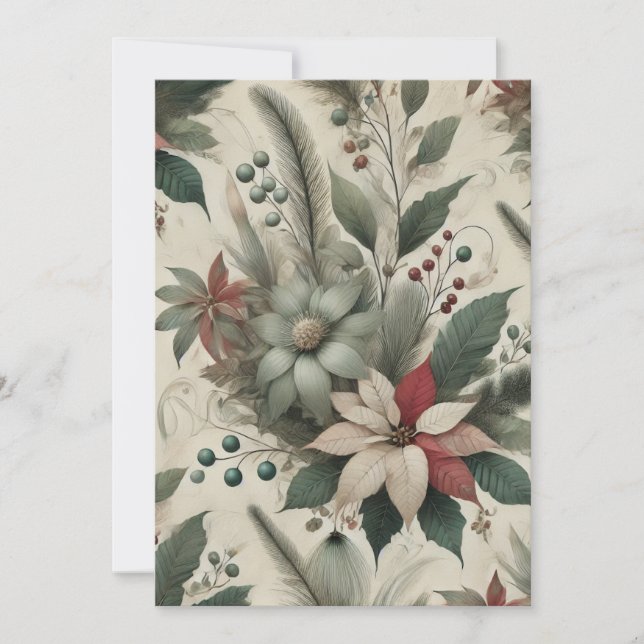 Timeless Poinsettia Christmas Holiday Card (Front)