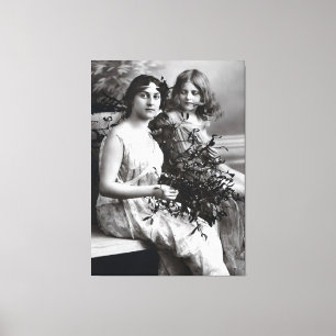 Timeless Portrait of Mother and Daughter Canvas Print
