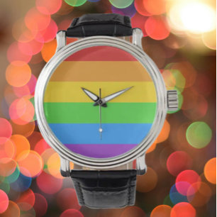 Timeless Pride: Rainbow Flag Vintage Leather Watch