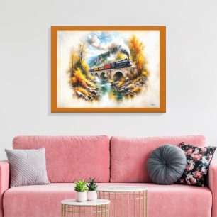 Timeless Railway Escape / Picturesque Fall Scenery Canvas Print