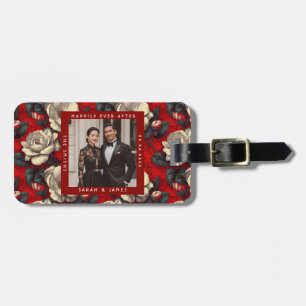 Timeless Red Gardenias Charm Greenery Wedding Luggage Tag