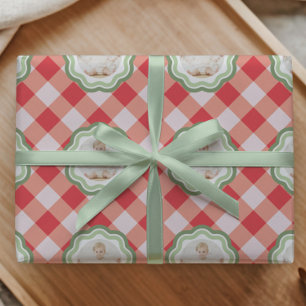Timeless Red Gingham Farmhouse Custom Photo Wrapping Paper