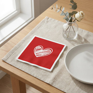 Timeless Red Heart Paper Napkins