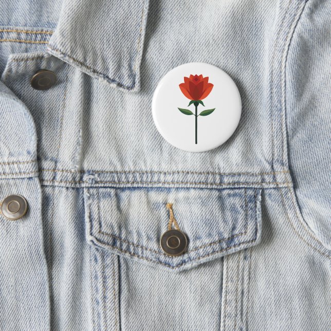 Timeless Red Rose 6 Cm Round Badge (In Situ)