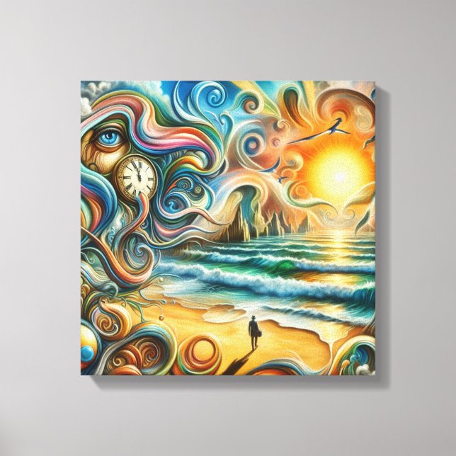 Timeless Reflections: Surreal Coastal Dreamscape Canvas Print (Front)