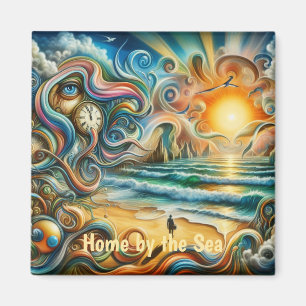 Timeless Reflections: Surreal Coastal Dreamscape Magnet