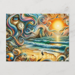 Timeless Reflections: Surreal Coastal Dreamscape Postcard