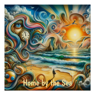 Timeless Reflections: Surreal Coastal Dreamscape Poster