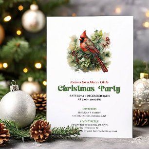 Timeless retro Christmas red cardinal party invite