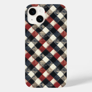 Timeless Retro Navy and Red Plaid Pattern Case-Mate iPhone 14 Case