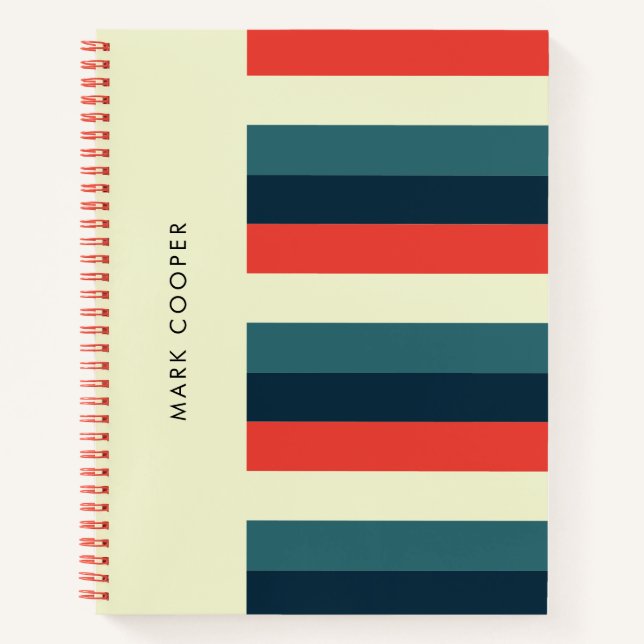 Timeless Retro Vibe Colourful Horizontal Stripes Notebook (Front)