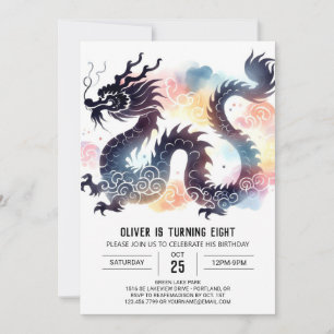 Timeless Roaring Dragon Birthday Children Invitation