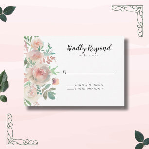 Timeless Romance Floral Wreath Wedding RSVP Card
