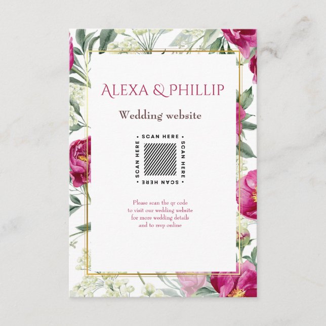 Timeless Romance Pink watercolor Wedding Enclosure Card (Front)