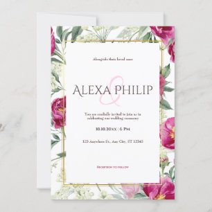 Timeless Romance Pink watercolor wedding Invitation