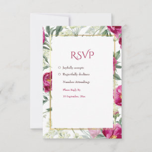 Timeless Romance Pink watercolor Wedding RSVP Card