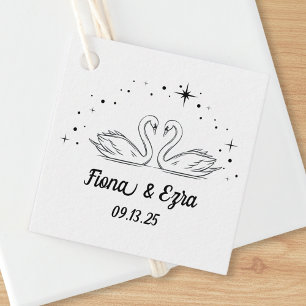 Timeless Romantic Swan & Stars Hand Drawn Wedding Favour Tags