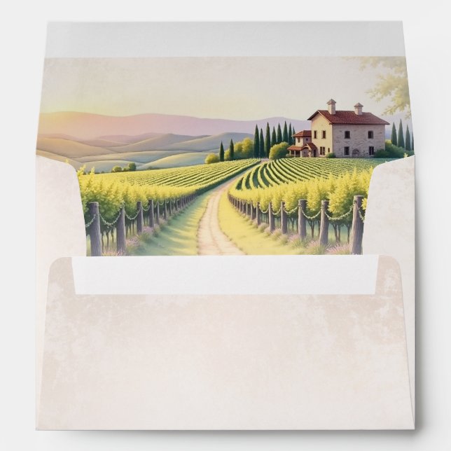 Timeless Romantic Vineyard Rustic Wedding Envelope (Back (Bottom))