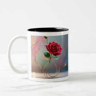 "Timeless Rose Delight" Two-Tone Coffee Mug