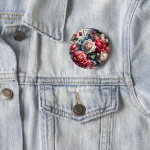 Timeless Rose Floral Charm 6 Cm Round Badge