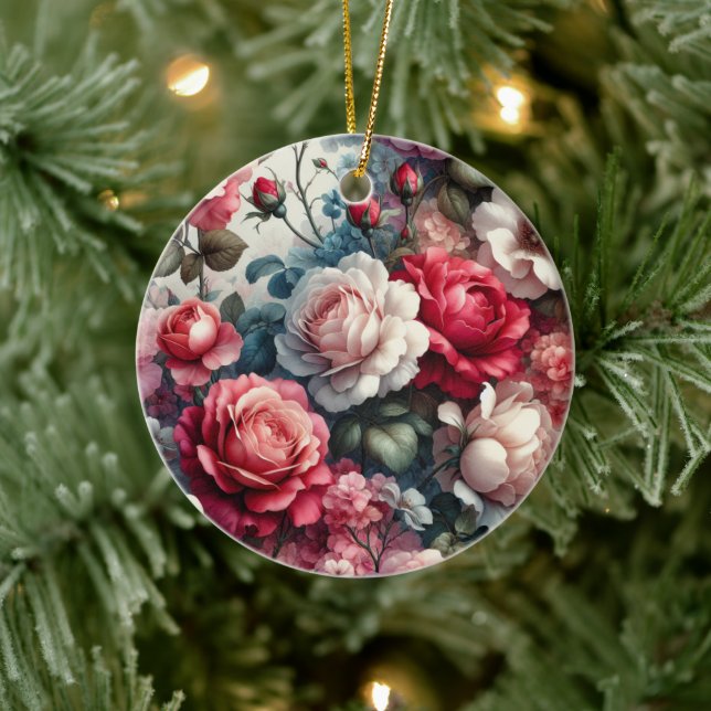 Timeless Rose Floral Charm Ceramic Tree Decoration (Tree)