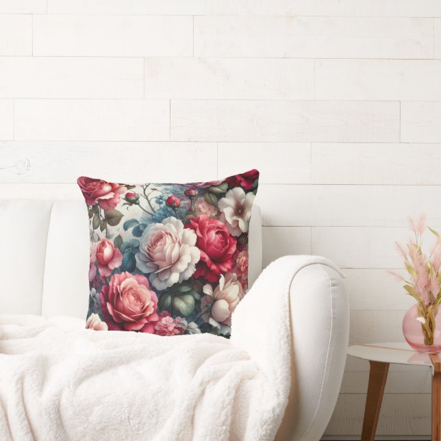 Timeless Rose Floral Charm Cushion (Couch)