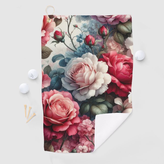 Timeless Rose Floral Charm Golf Towel (InSitu)
