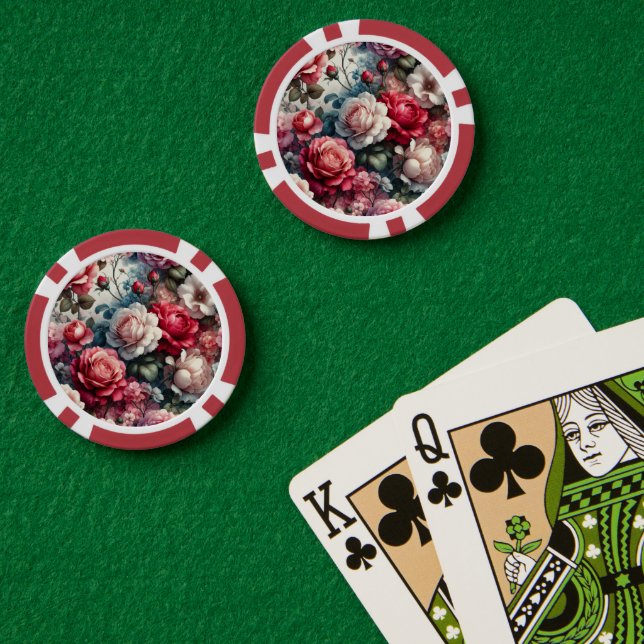 Timeless Rose Floral Charm Poker Chips (Poker Table (Double))