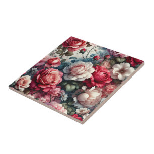 Timeless Rose Floral Charm Tile