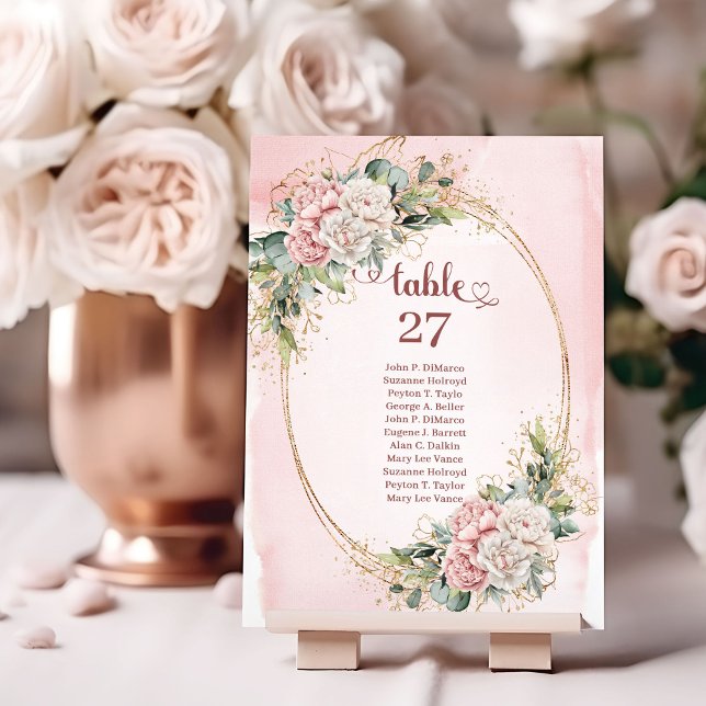 Timeless Rose Gold Floral Eucalyptus Table Number (Timeless Rose Gold Floral Eucalyptus Table Number)