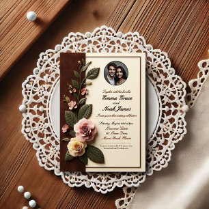 Timeless Rose Photo Wedding Invitation