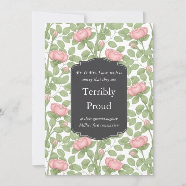 Timeless Roses Creative Personalised White Family Announcement (Front)