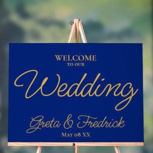 Timeless Royal Blue Gold Welcome to our Wedding Acrylic Sign