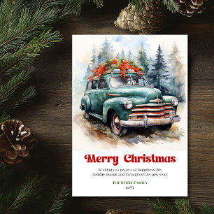 Timeless rustic Christmas scene vintage Christmas Holiday Card