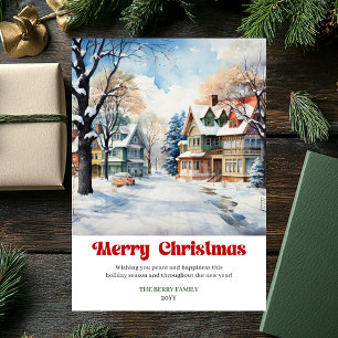 Timeless rustic Christmas scene vintage Christmas  Holiday Card