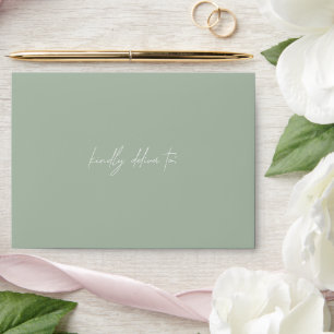 Timeless Sage Green Elegant Wedding Envelope