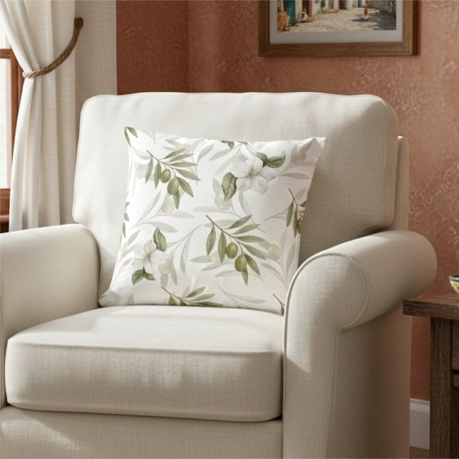 Timeless Sage Olive Watercolor Chic Cushion (Creator Uploaded)