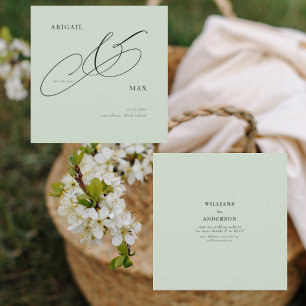 Timeless Sage Square Wedding Save the Date