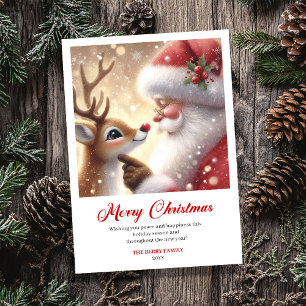 Timeless Santa And Rudolph Magic Christmas Greetin Holiday Card