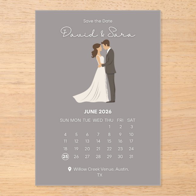 Timeless Save The Date Wedding Announcement  (Front)