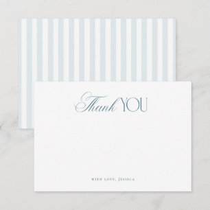 Timeless Script Coastal Blue Stripes Bridal Shower Thank You Card