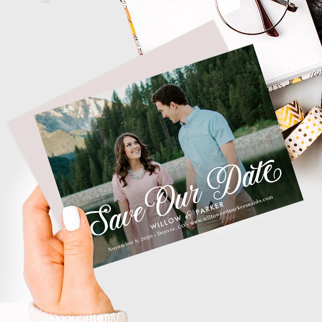 Timeless Script Editable Colour Save The Date Card (Creator Uploaded)