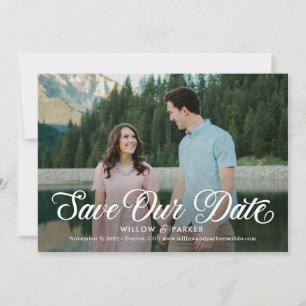 Timeless Script Editable Colour Save The Date Card
