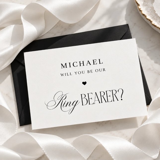 Timeless Script Elegant Ring Bearer Proposal Card (Creator Uploaded)