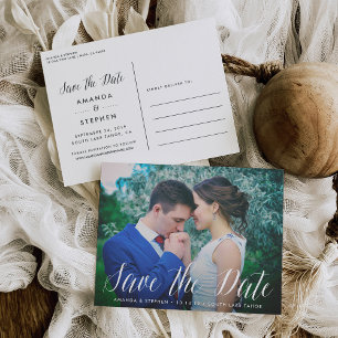 Timeless Script Photo Save the Date Announcement Postcard
