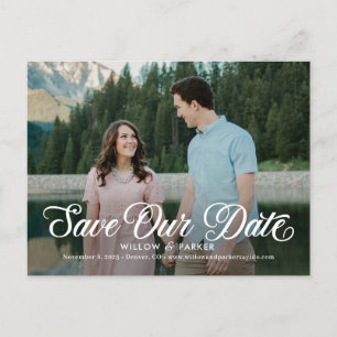 Timeless Script Simple Save The Date Postcard