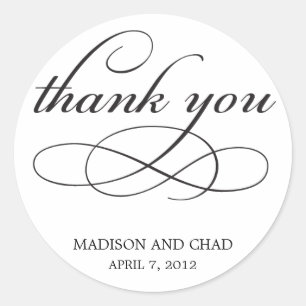 Timeless Script Thank You Favour Stickers