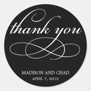 Timeless Script Thank You Favour Stickers